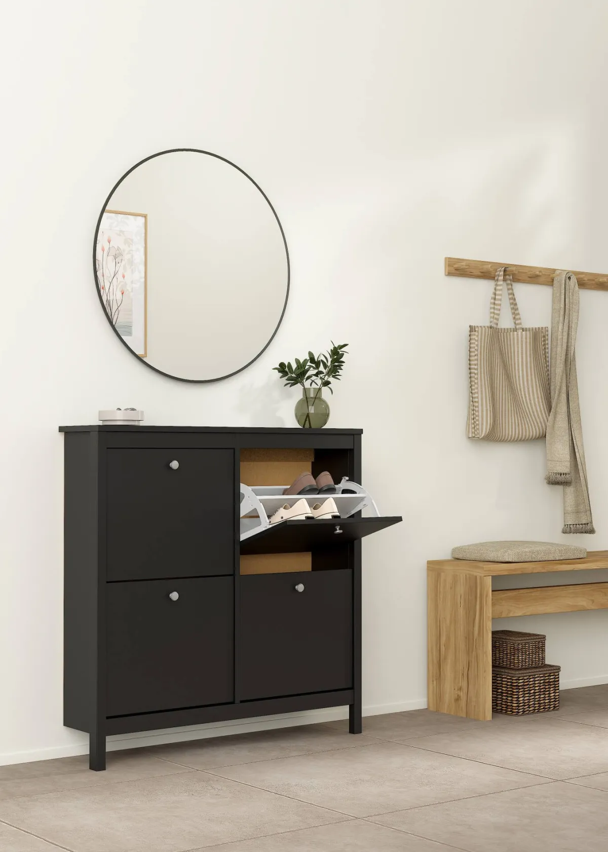 Scarpiere > Dmora Scarpiera 4 ante nera 102x102h cm - Actinidia Nero