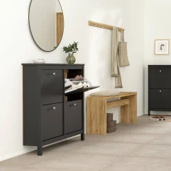 Scarpiere > Dmora Scarpiera 4 ante nera 102x102h cm - Actinidia Nero