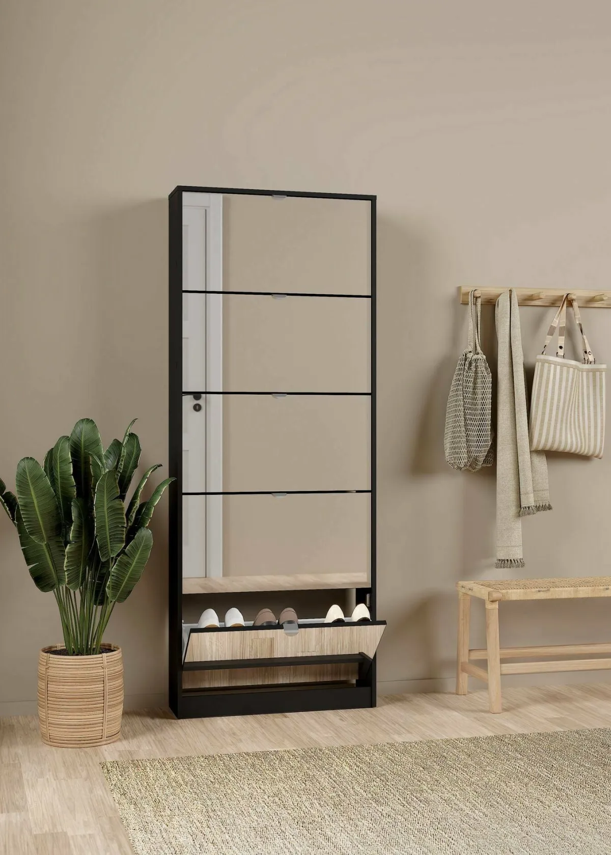 Scarpiere > Dmora Scarpiera 5 ante nera 71x181h cm - Angiolo Nero