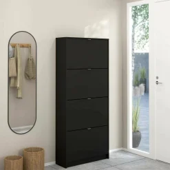 Scarpiere > Dmora Scarpiera 4 ante nera 70x162h cm - Epidoto Nero