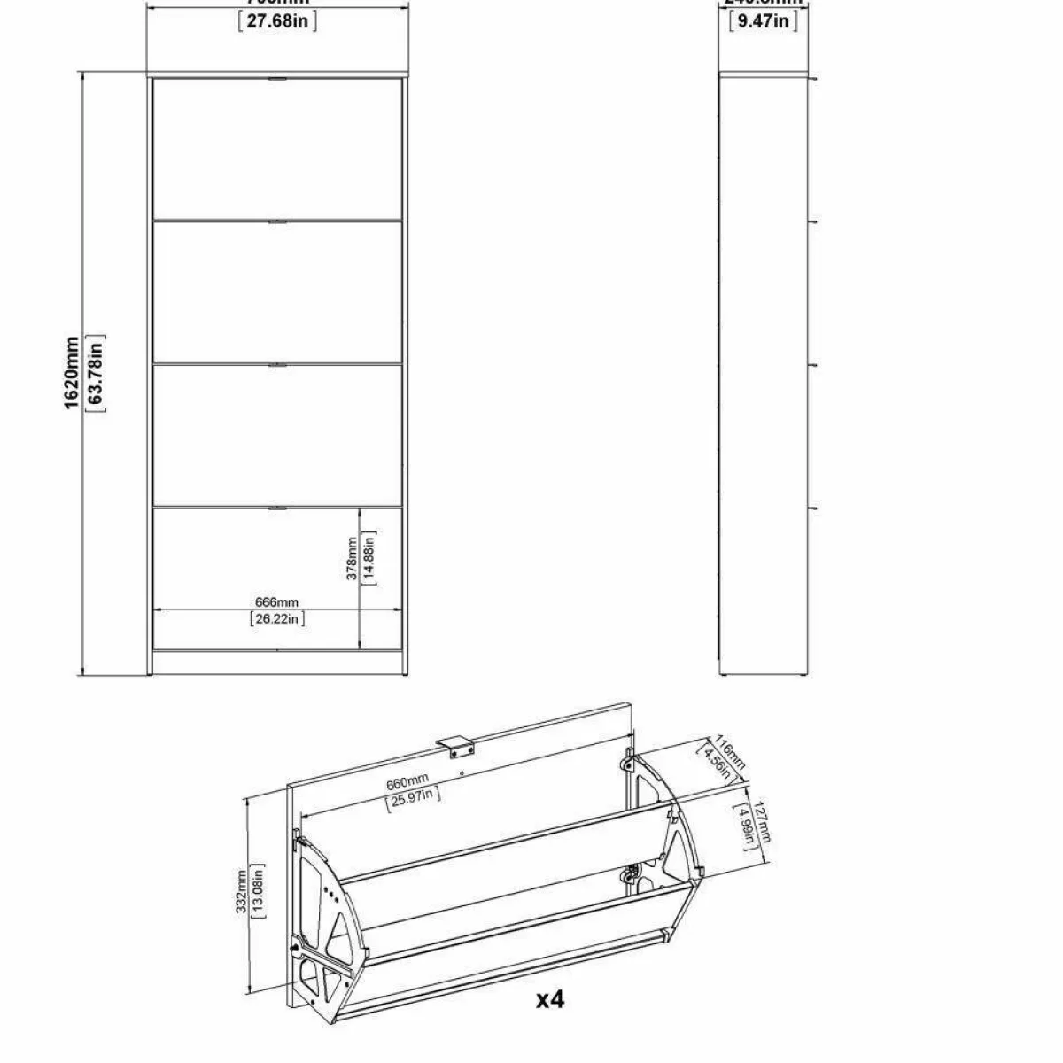 Scarpiere > Dmora Scarpiera 4 ante nera 70x162h cm - Epidoto Nero