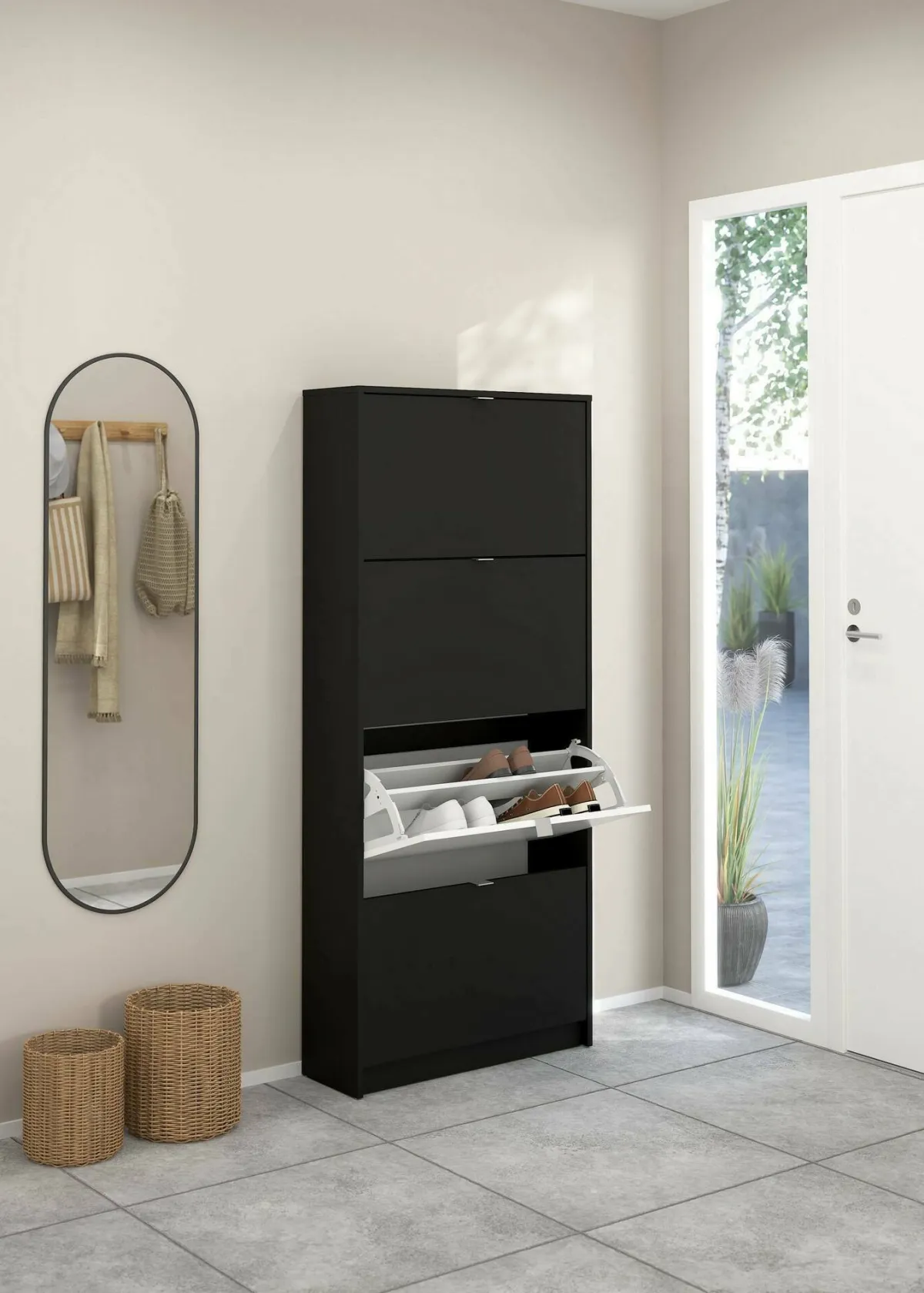 Scarpiere > Dmora Scarpiera 4 ante nera 70x162h cm - Epidoto Nero