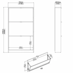 Scarpiere > Dmora Scarpiera 3 ante nera 70x123h cm in legno - Aran Nero