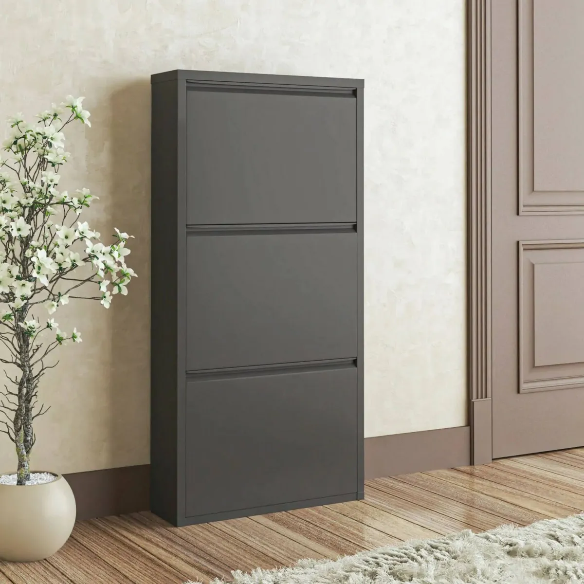 Scarpiere > Dmora Scarpiera 3 ante nera 50x104h cm in metallo - Alexa Nero