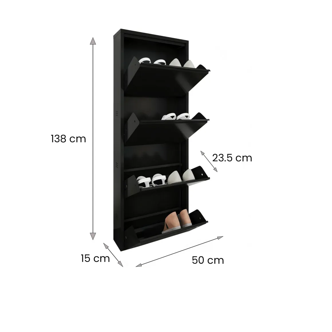 Scarpiera 4 ante nera 50x138h cm in metallo - Axe