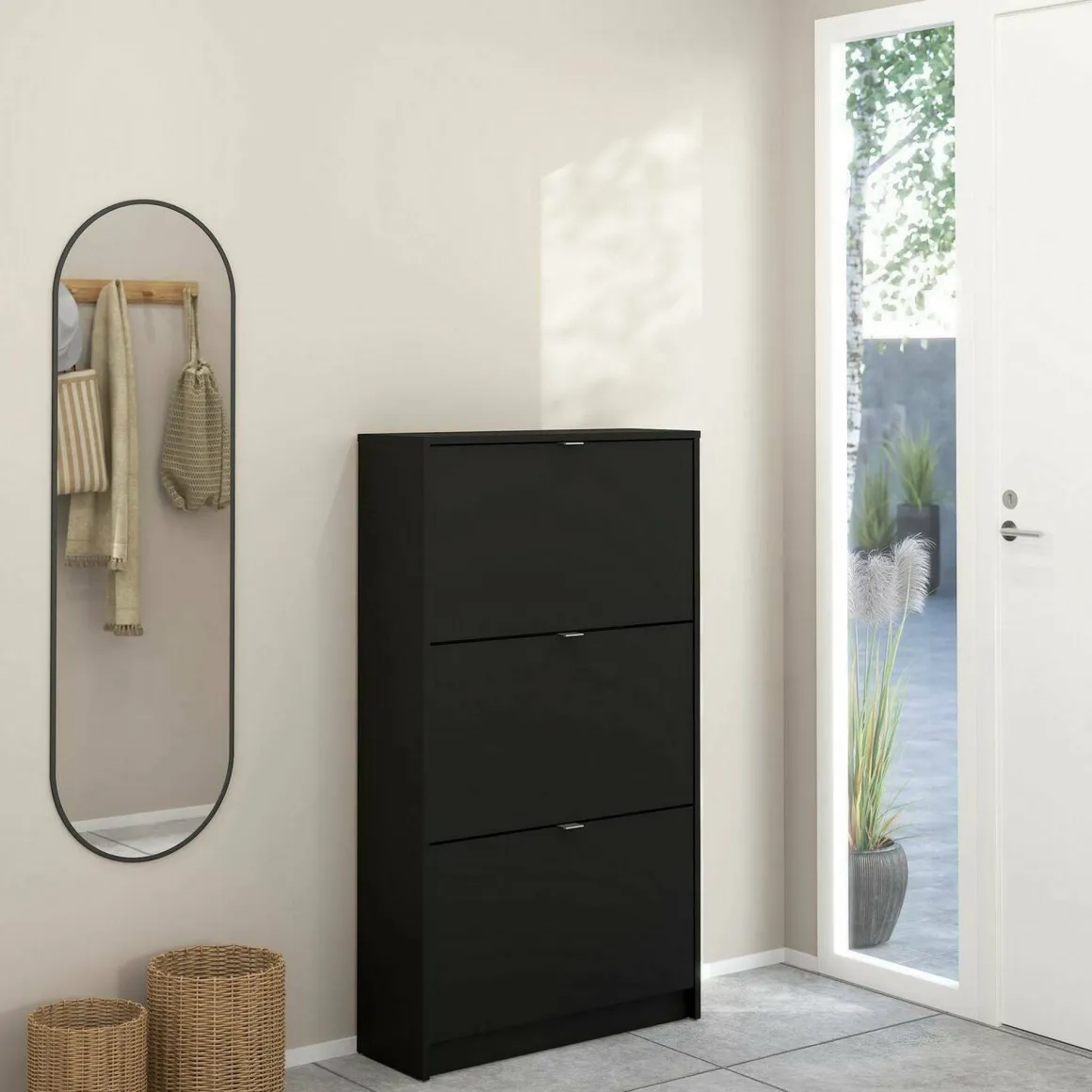 Scarpiera 3 ante nera 70x123h cm - Irina