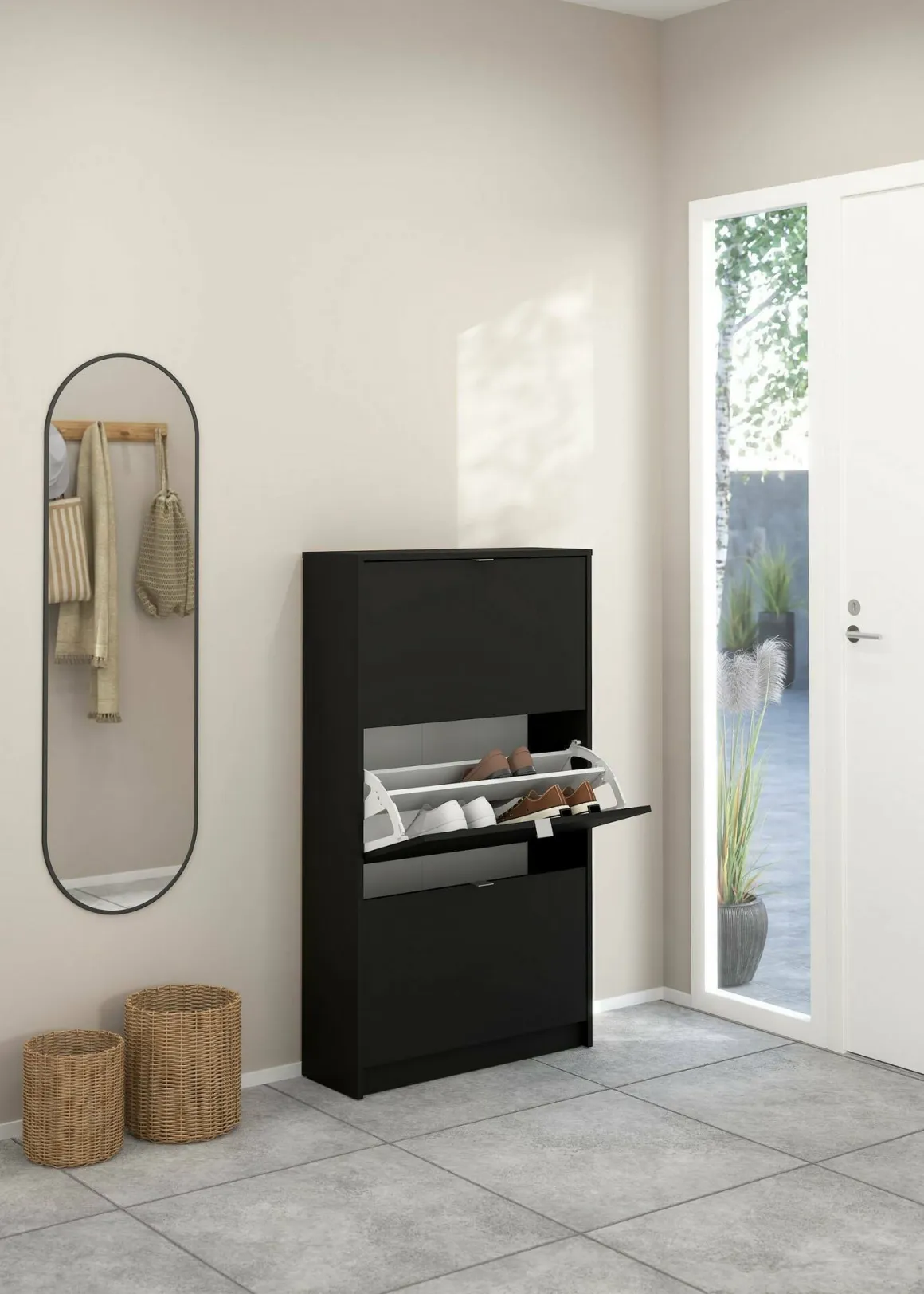 Scarpiera 3 ante nera 70x123h cm - Irina