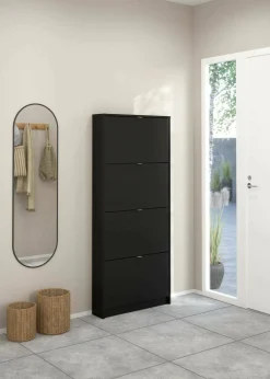 Scarpiera 4 ante nera 70x162h cm 12 paia - Desideria