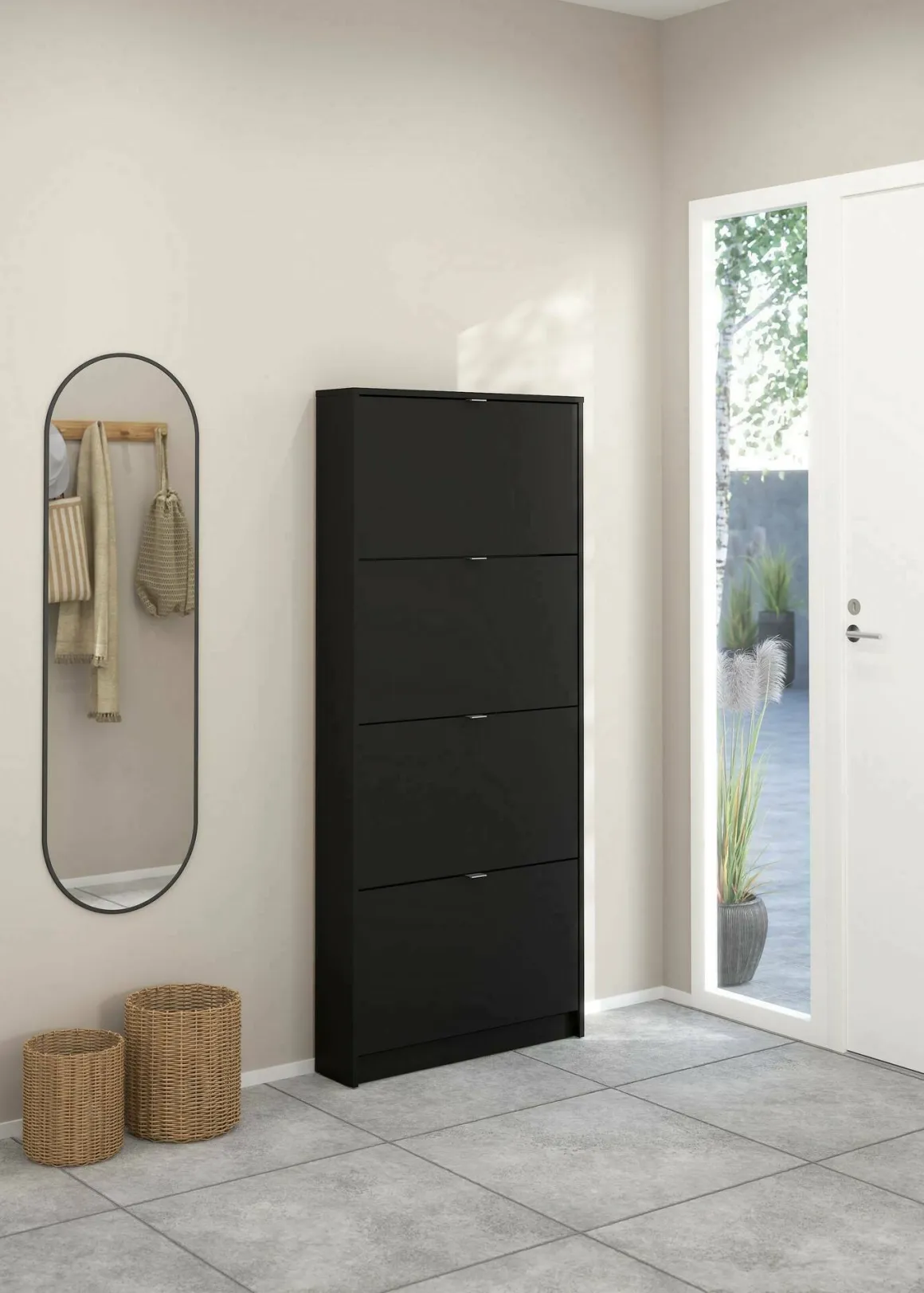 Scarpiera 4 ante nera 70x162h cm 12 paia - Desideria