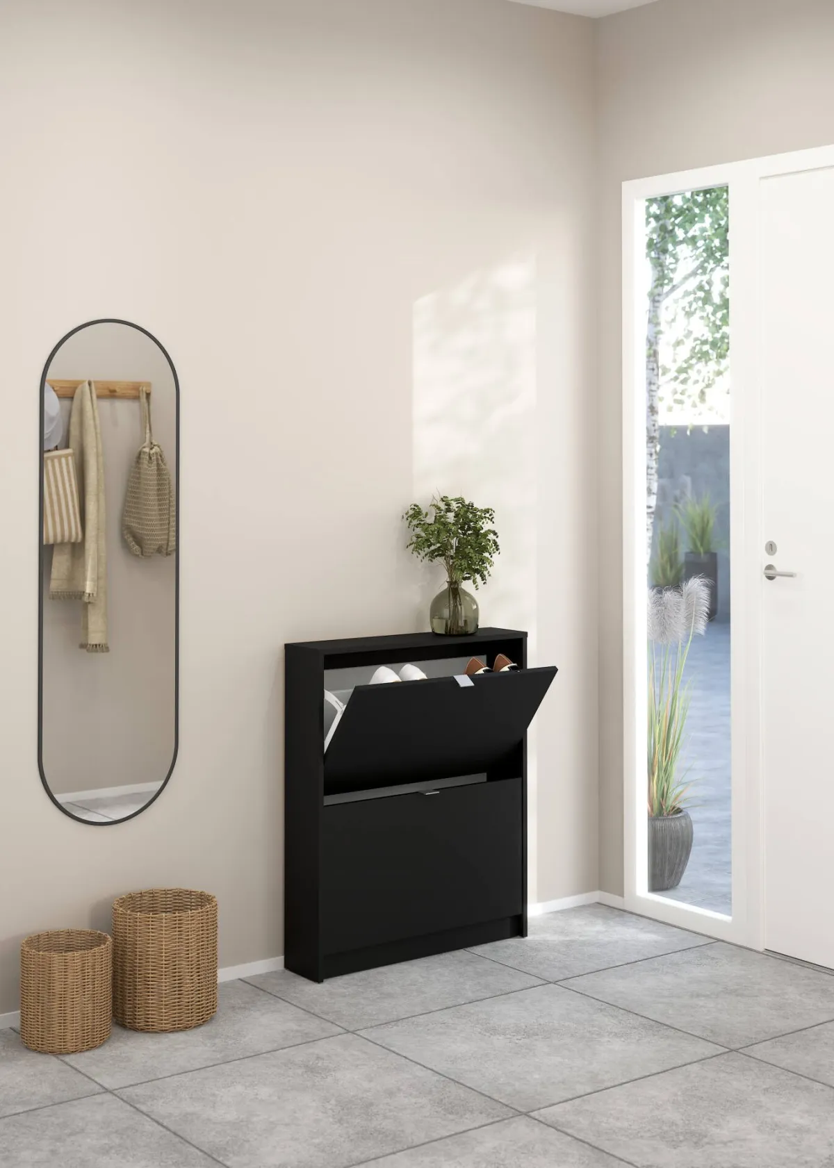 Scarpiere > Dmora Scarpiera 2 ante nera 70x85h cm - Turchese Nero