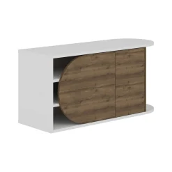 Bagno|Scarpiere > Dmora Scarpiera 2 ante noce e bianca 60x200h cm - Sebastien Bianco, Marrone Noce