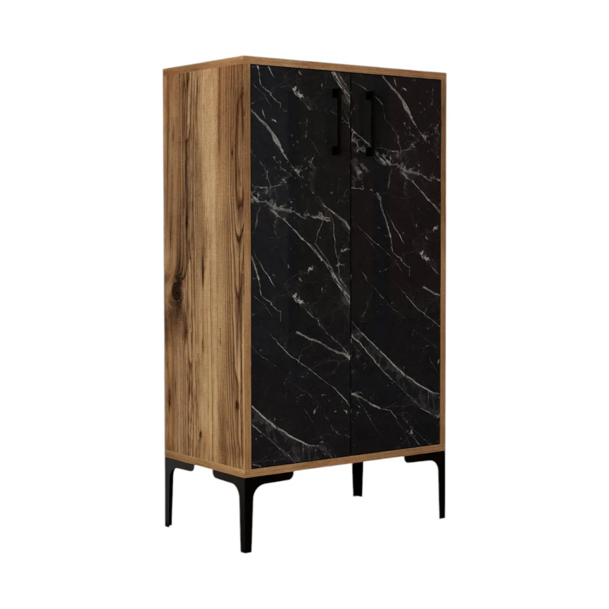Scarpiere > Dmora Scarpiera 2 ante noce e nera 60x111h cm - Ngerulmud Nero, Marrone Noce