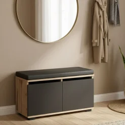 Scarpiera 2 ante noce e nera 80x42h cm - Delphin