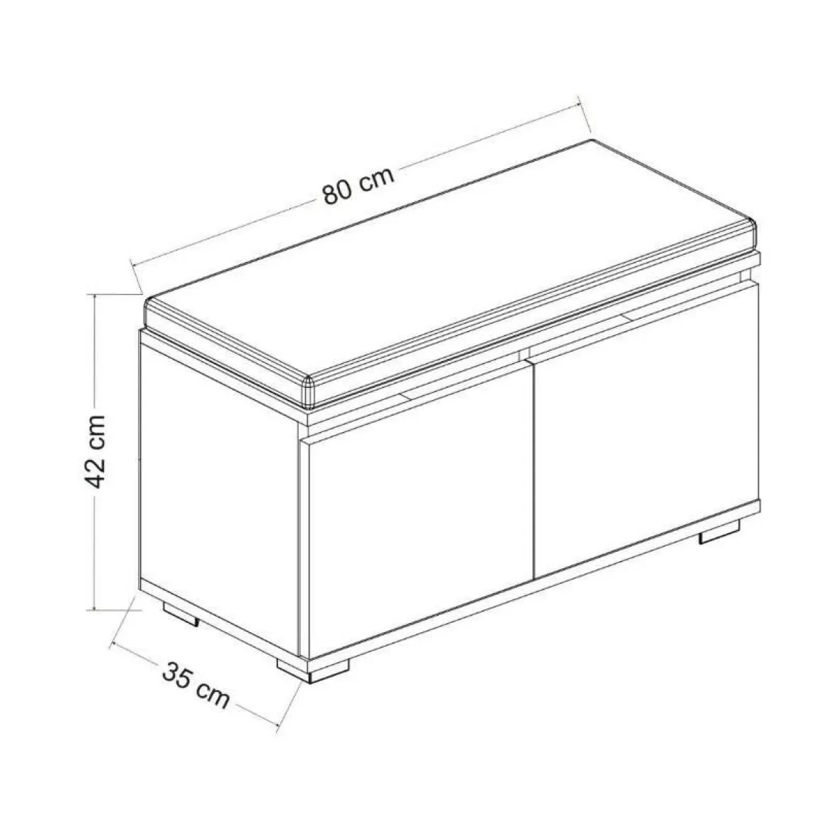 Scarpiera 2 ante noce e nera 80x42h cm - Delphin