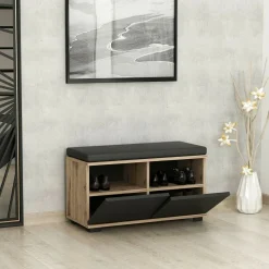 Scarpiera 2 ante noce e nera 80x42h cm - Delphin
