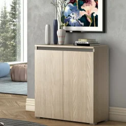 Bagno|Scarpiere > Dmora Scarpiera 2 ante olmo 80x102h cm ripiani regolabili - Astrina Marrone Olmo