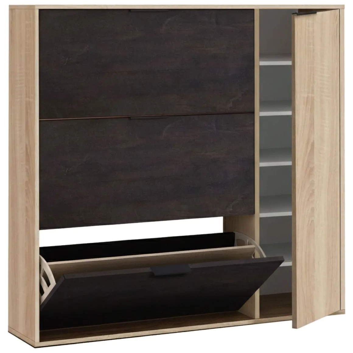 Scarpiera 4 ante rovere e nera 106x115h cm - Ammour