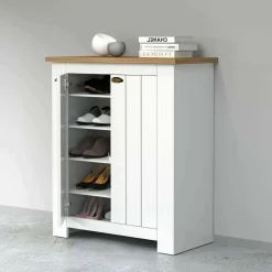 Bagno|Scarpiere > Dmora Scarpiera 2 ante rovere 84x100h cm - Adriatica Marrone Rovere
