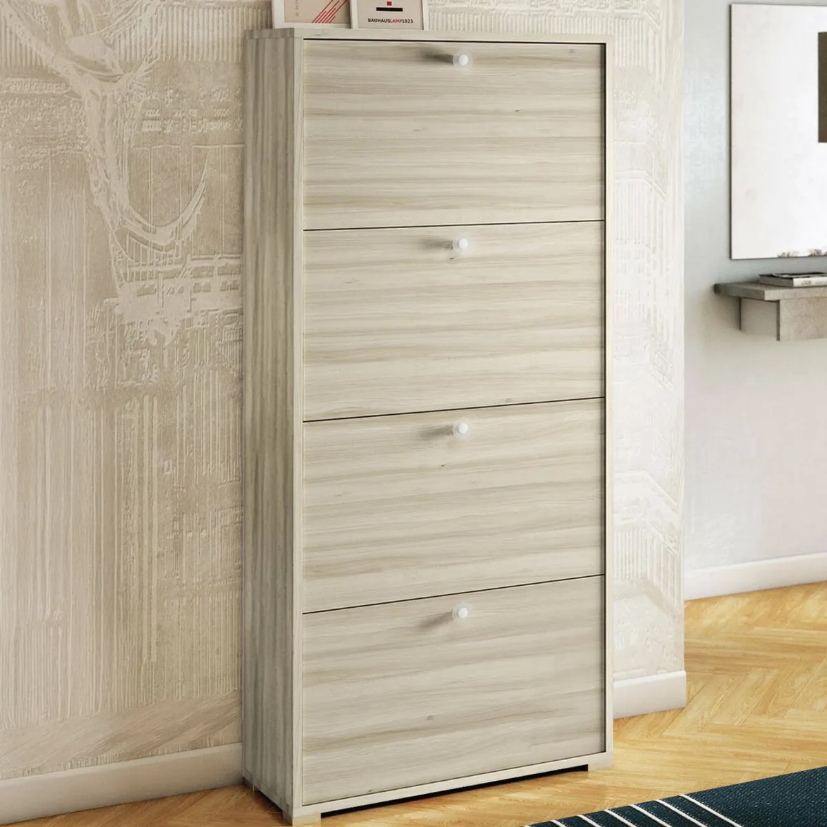 Bagno|Scarpiere > Dmora Scarpiera 4 ante rovere 67x147h cm - Adeindein Marrone Rovere