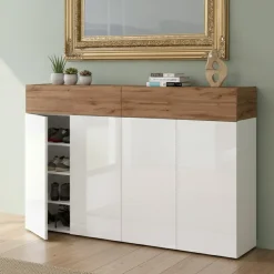 Bagno|Scarpiere > Dmora Scarpiera 6 ante rovere 154x100h cm - Are Marrone Rovere