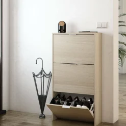 Bagno|Scarpiere > Dmora Scarpiera 3 ante rovere 60x113h cm - Asca Marrone Rovere