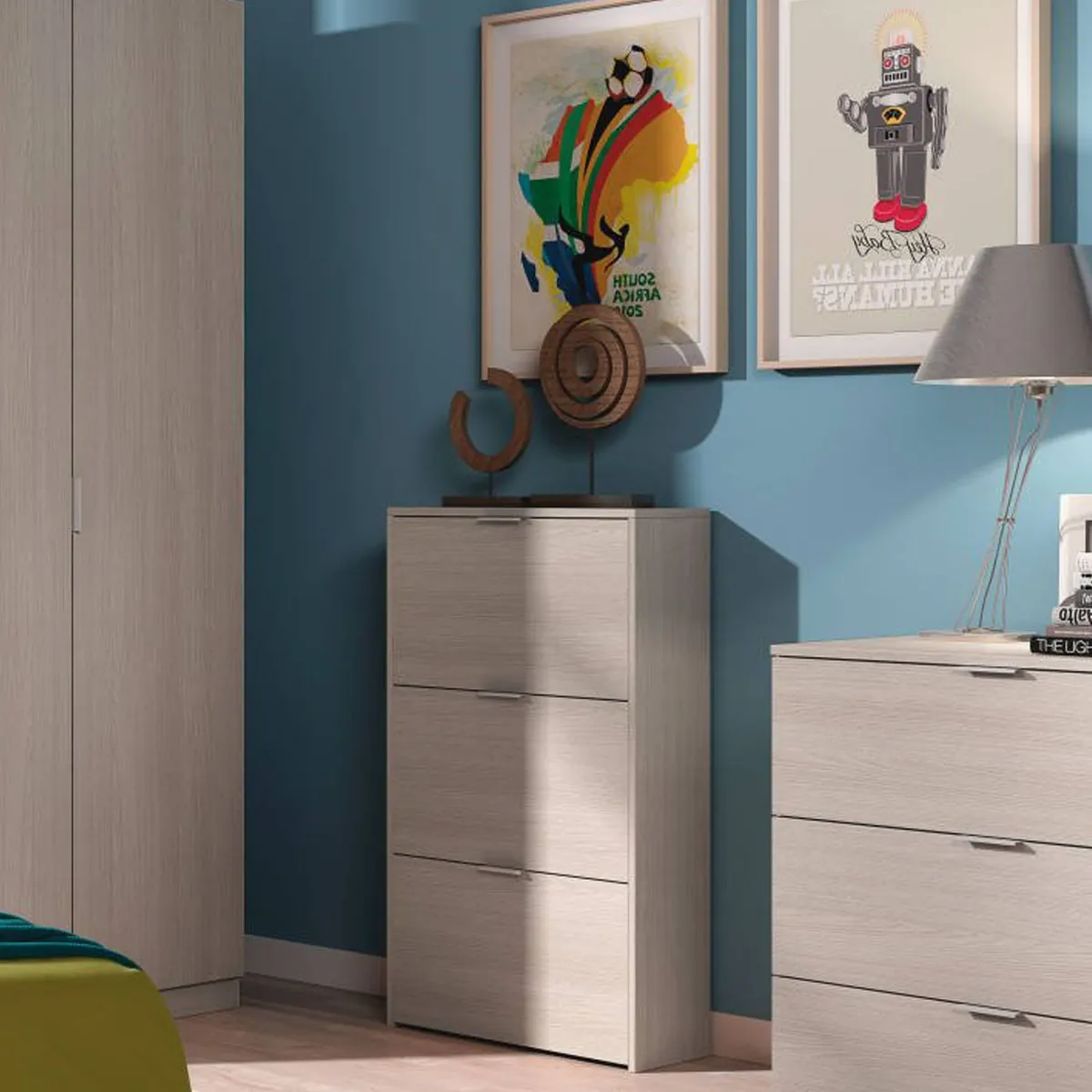 Bagno|Scarpiere > Dmora Scarpiera 3 ante rovere 60x113h cm - Asca Marrone Rovere