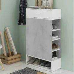 Bagno|Scarpiere > Dmora Scarpiera aperta con 1 cassetto cemento e bianca 67x119h cm - Idea Bianco, Grigio Cemento