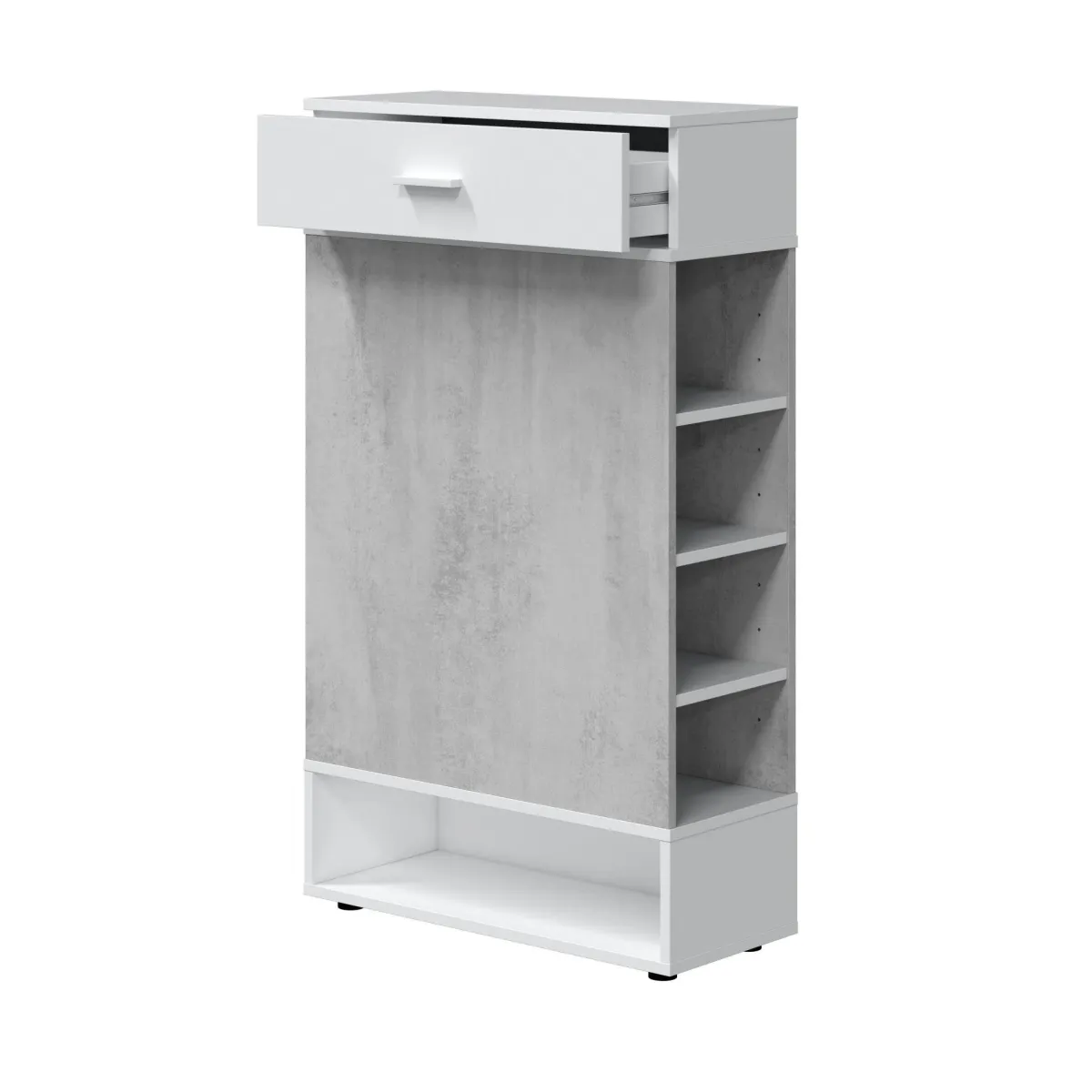 Bagno|Scarpiere > Dmora Scarpiera aperta con 1 cassetto cemento e bianca 67x119h cm - Idea Bianco, Grigio Cemento