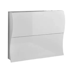 Bagno|Lavanderia > Dmora Scarpiera arrotondata 2 ante bianca lucida 101x82h cm 16 paia - Ape Bianco Lucido