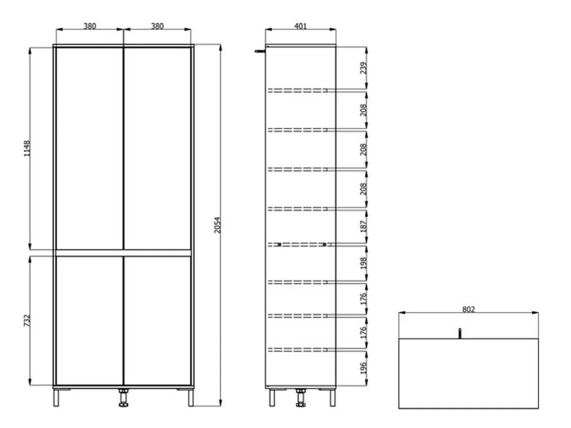 Scarpiera Beige Nero 9 Ripiani 4 Ante 80x40x205.5h cm, Piedini Inclusi - Peligni
