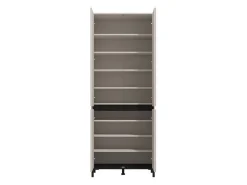 Scarpiera Beige Rovere Nodi Nero 9 Ripiani con Specchio 80x40x205.5h cm, 4 Ante - Scansano