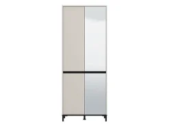 Scarpiera Beige Rovere Nodi Nero 9 Ripiani con Specchio 80x40x205.5h cm, 4 Ante - Scansano