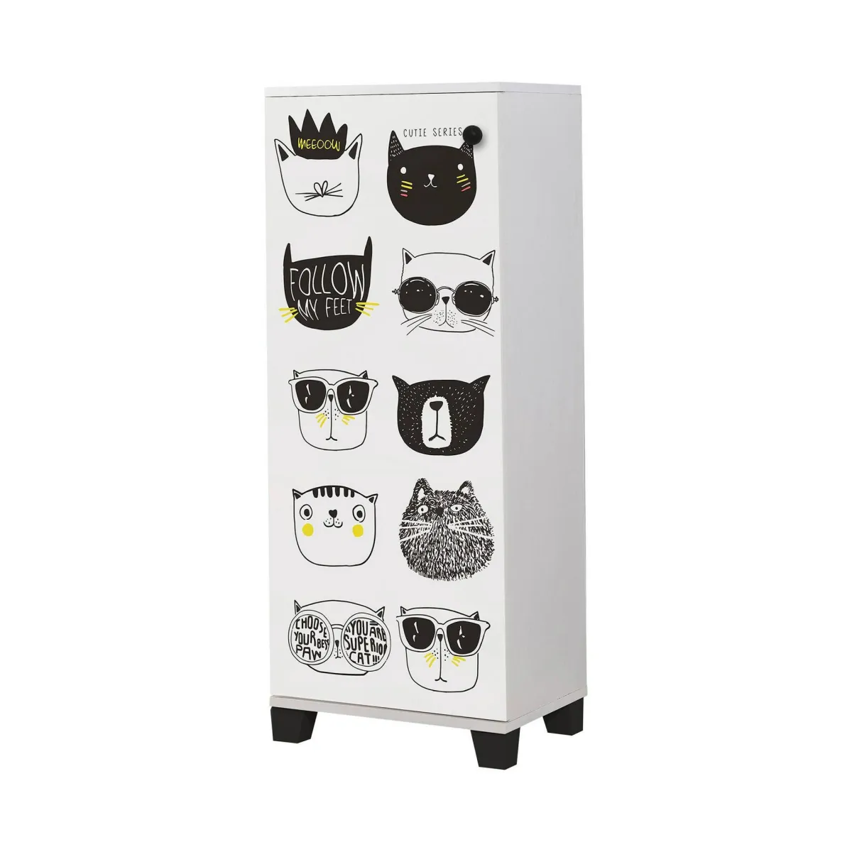Scarpiere > Dmora Scarpiera bianca e nera 50x127h cm - Kika Nero, Bianco