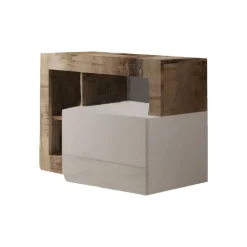 Scarpiere > Dmora Scarpiera bianca lucida e acacia 91x58h cm - Adonide Marrone Acacia, Bianco Lucido