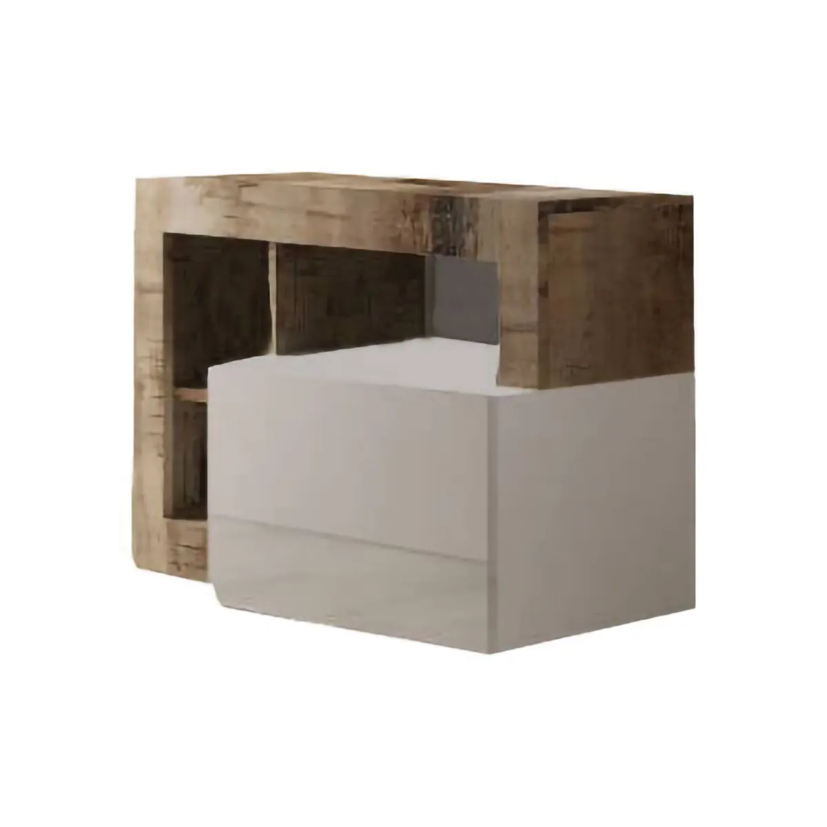 Scarpiere > Dmora Scarpiera bianca lucida e acacia 91x58h cm - Adonide Marrone Acacia, Bianco Lucido