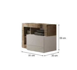 Scarpiere > Dmora Scarpiera bianca lucida e acacia 91x58h cm - Adonide Marrone Acacia, Bianco Lucido