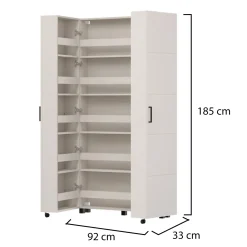 Scarpiere > Dmora Scarpiera Bianco Crema Nero 15 Ripiani 2 Ante 92x33x185h cm, Ante con Doppia Capienza, Apertura con Ruote - Bled Nero, Bianco Crema