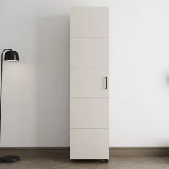 Scarpiere > Dmora Scarpiera 6 Ripiani Un'anta 68x33x113h cm, Ante con Doppia Capienza, Apertura con Ruote - Porvoo Bianco Crema