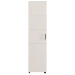 Scarpiera Bianco Crema 10 Ripiani Un'anta 46x33x185h cm, Ante con Doppia Capienza, Apertura con Ruote - Visby