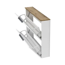 Scarpiera Bianco Lucido Cassetti Ripiani 100x19x80h cm, 10 Paia - Faloppio