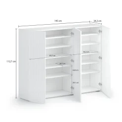 Scarpiere > Dmora Scarpiera Bianco Lucido Grigio 10 Ripiani 28 Paia 145x34x115h cm, 12 Vani - Caresana Grigio, Bianco Lucido