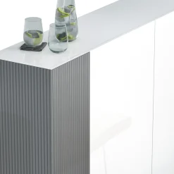 Scarpiere > Dmora Scarpiera Bianco Lucido Grigio 10 Ripiani 28 Paia 145x34x115h cm, 12 Vani - Caresana Grigio, Bianco Lucido
