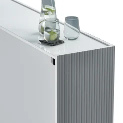 Scarpiere > Dmora Scarpiera Bianco Lucido Grigio 10 Ripiani 28 Paia 145x34x115h cm, 12 Vani - Caresana Grigio, Bianco Lucido