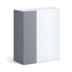 Scarpiera Bianco Lucido Grigio 5 Ripiani 20 Paia 87x34x115h cm, 6 Vani - Caresana