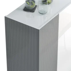 Scarpiera Bianco Lucido Grigio 5 Ripiani 20 Paia 87x34x115h cm, 6 Vani - Caresana