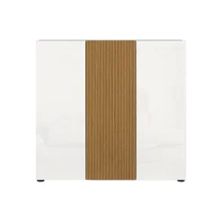 Scarpiere > Dmora Scarpiera Bianco Lucido Marrone Rovere 10 Ripiani 24 Paia 120x34x115h cm, 3 Ante - Palasio Marrone Rovere, Bianco Lucido