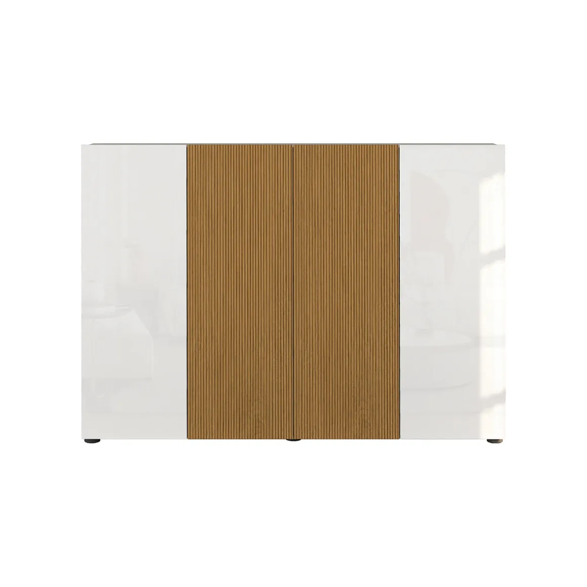 Scarpiere > Dmora Scarpiera Bianco Lucido Marrone Rovere 21 Paia 22 Ripiani 80x34x115h cm, 24 Vani Made in Italy - Lentiai Marrone Rovere, Bianco Lucido
