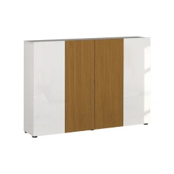 Scarpiere > Dmora Scarpiera Bianco Lucido Marrone Rovere 21 Paia 22 Ripiani 80x34x115h cm, 24 Vani Made in Italy - Lentiai Marrone Rovere, Bianco Lucido