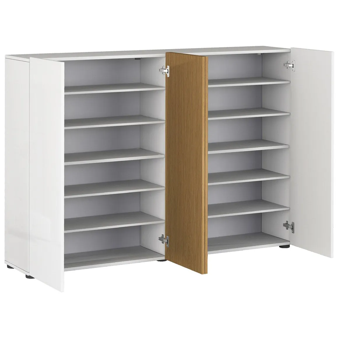 Scarpiere > Dmora Scarpiera Bianco Lucido Marrone Rovere 21 Paia 22 Ripiani 80x34x115h cm, 24 Vani Made in Italy - Lentiai Marrone Rovere, Bianco Lucido