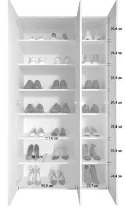 Scarpiere > Dmora Scarpiera 12 Ripiani 28 Paia 95x35x186h cm, 14 Vani - Pertiche Bianco Lucido